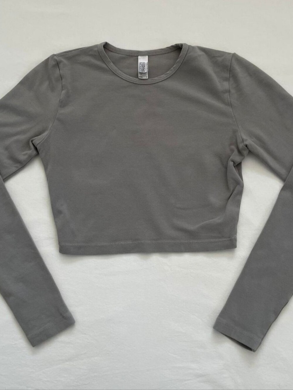 Women's Gray Long-Sleeve Cropped Tee